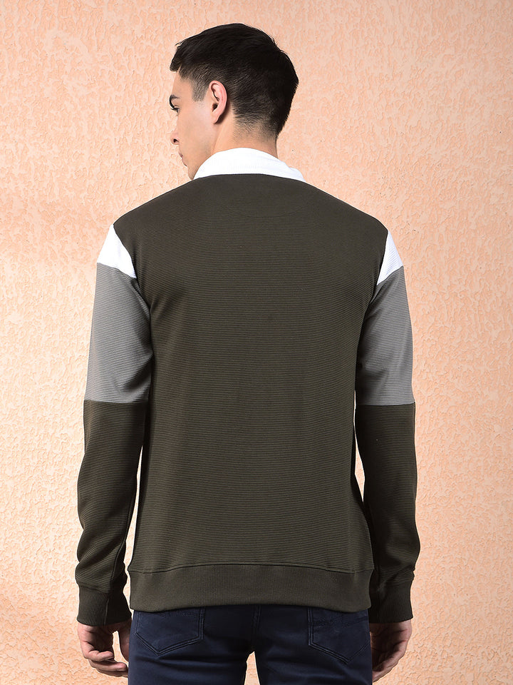 cobb green color-block full-sleeve t-shirt