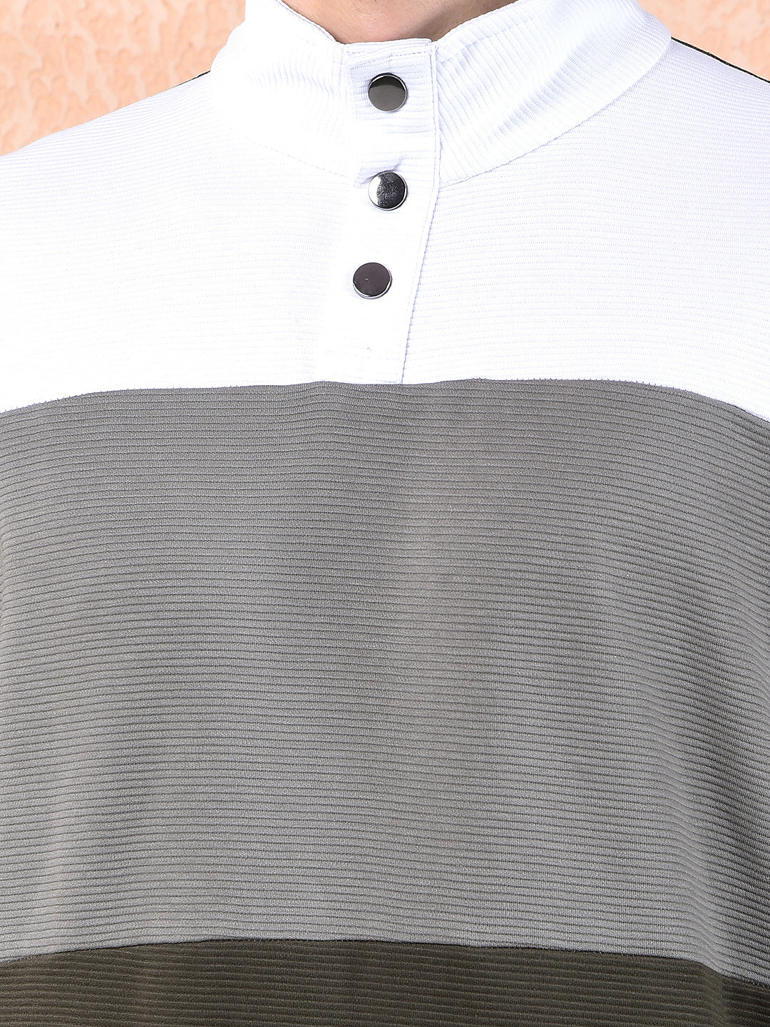 cobb green color-block full-sleeve t-shirt