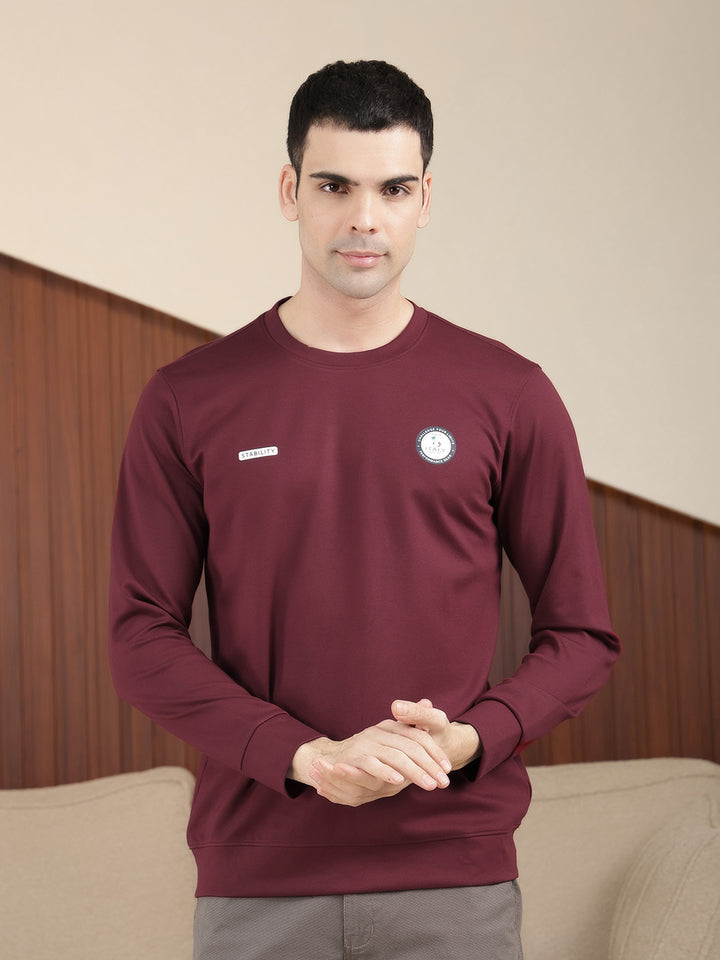 COBB SOLID WINE ROUND NECK FULL SLEEVE T-SHIRT