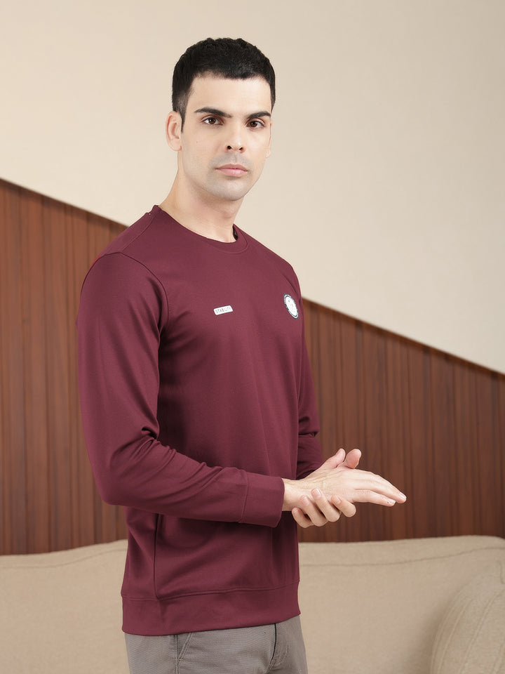 COBB SOLID WINE ROUND NECK FULL SLEEVE T-SHIRT