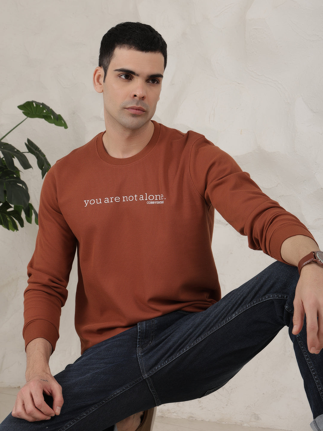 COBB BROWN PRINTED ROUND NECK FULL SLEEVE T-SHIRT - Main Image