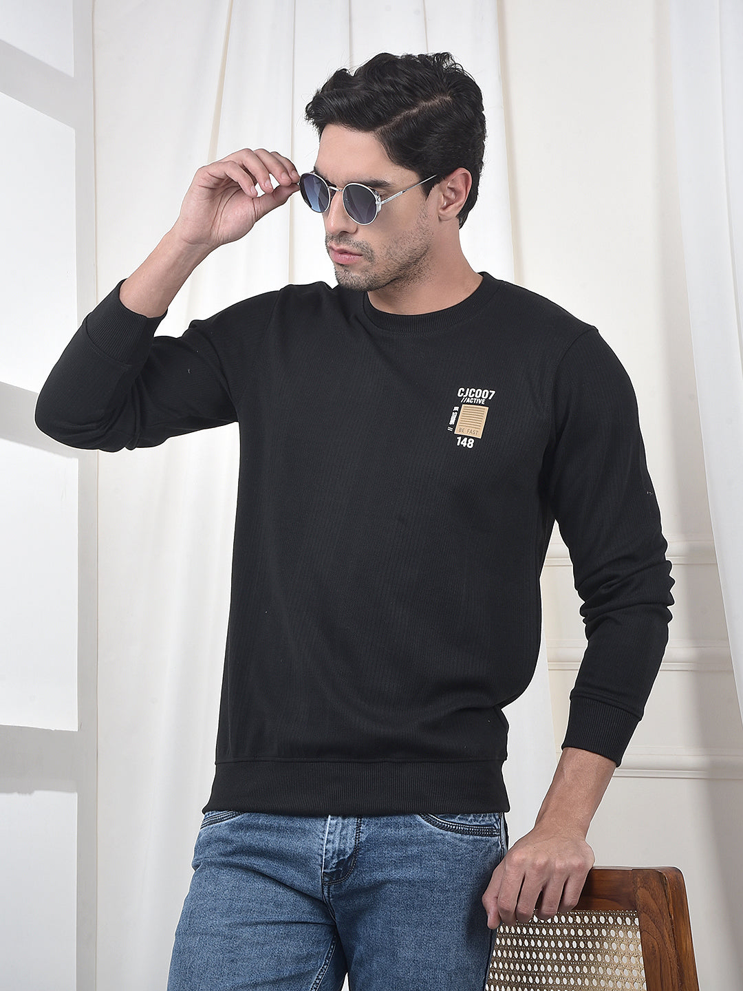 cobb black striped full-sleeve t-shirt