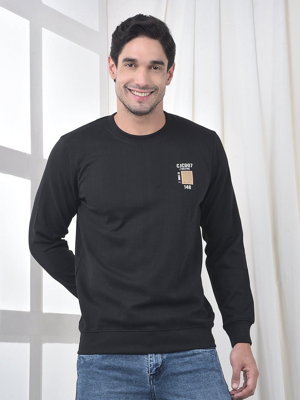 cobb black striped full-sleeve t-shirt