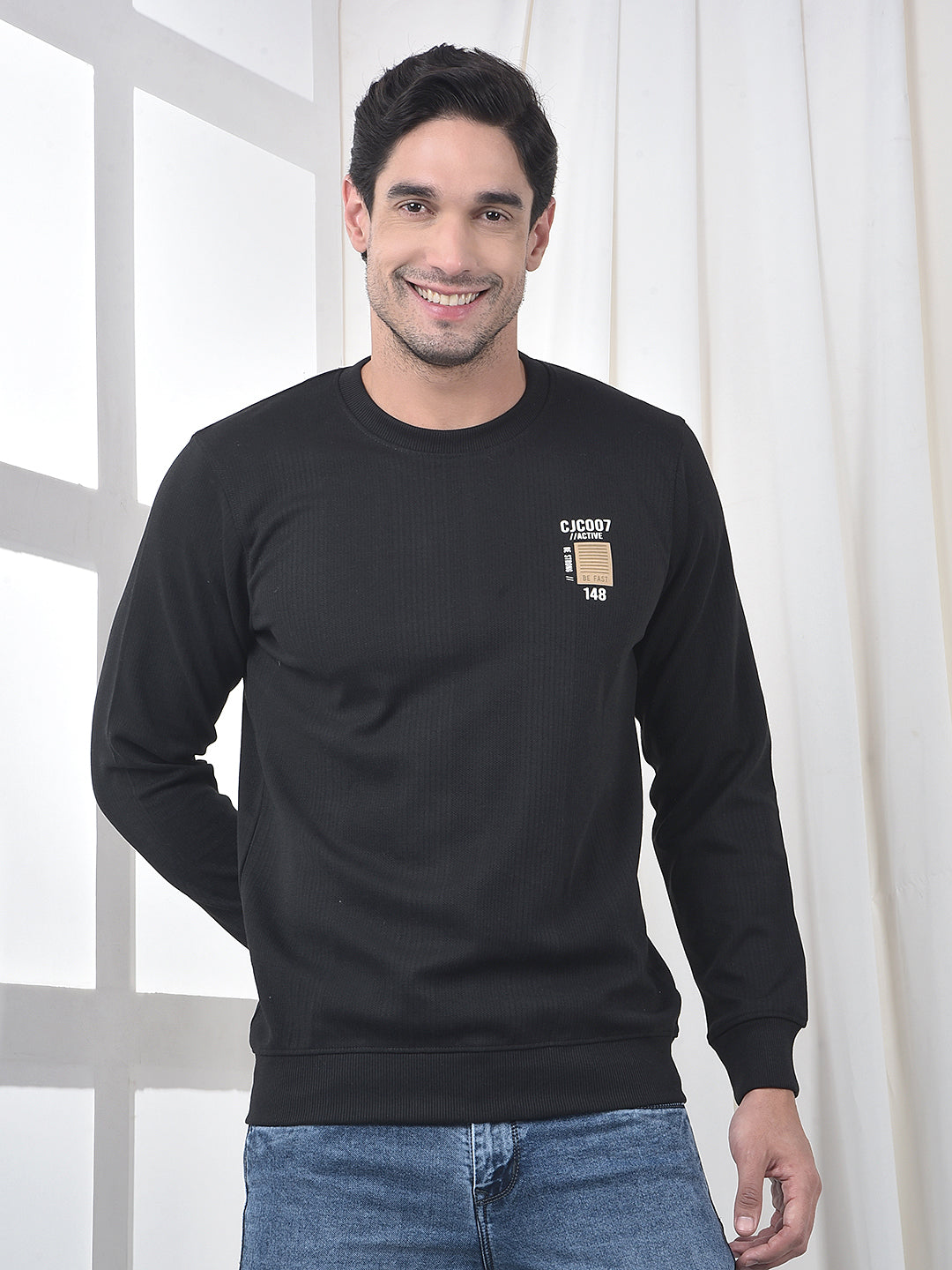 cobb black striped full-sleeve t-shirt