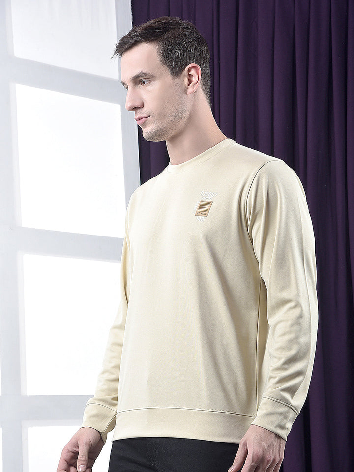 cobb solid beige full-sleeve t-shirt