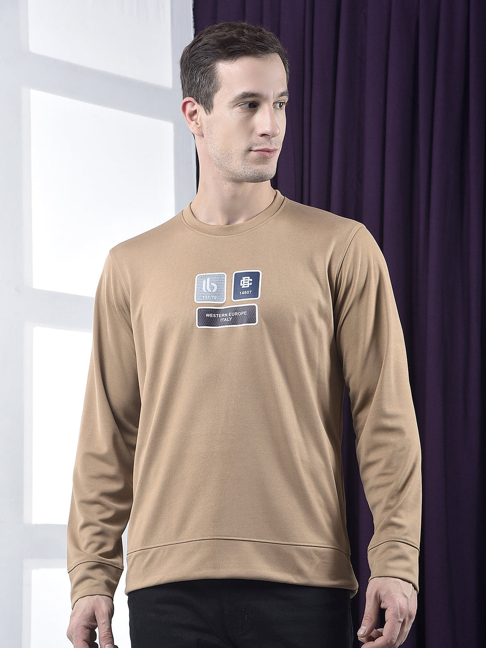 cobb brown printed full-sleeve t-shirt