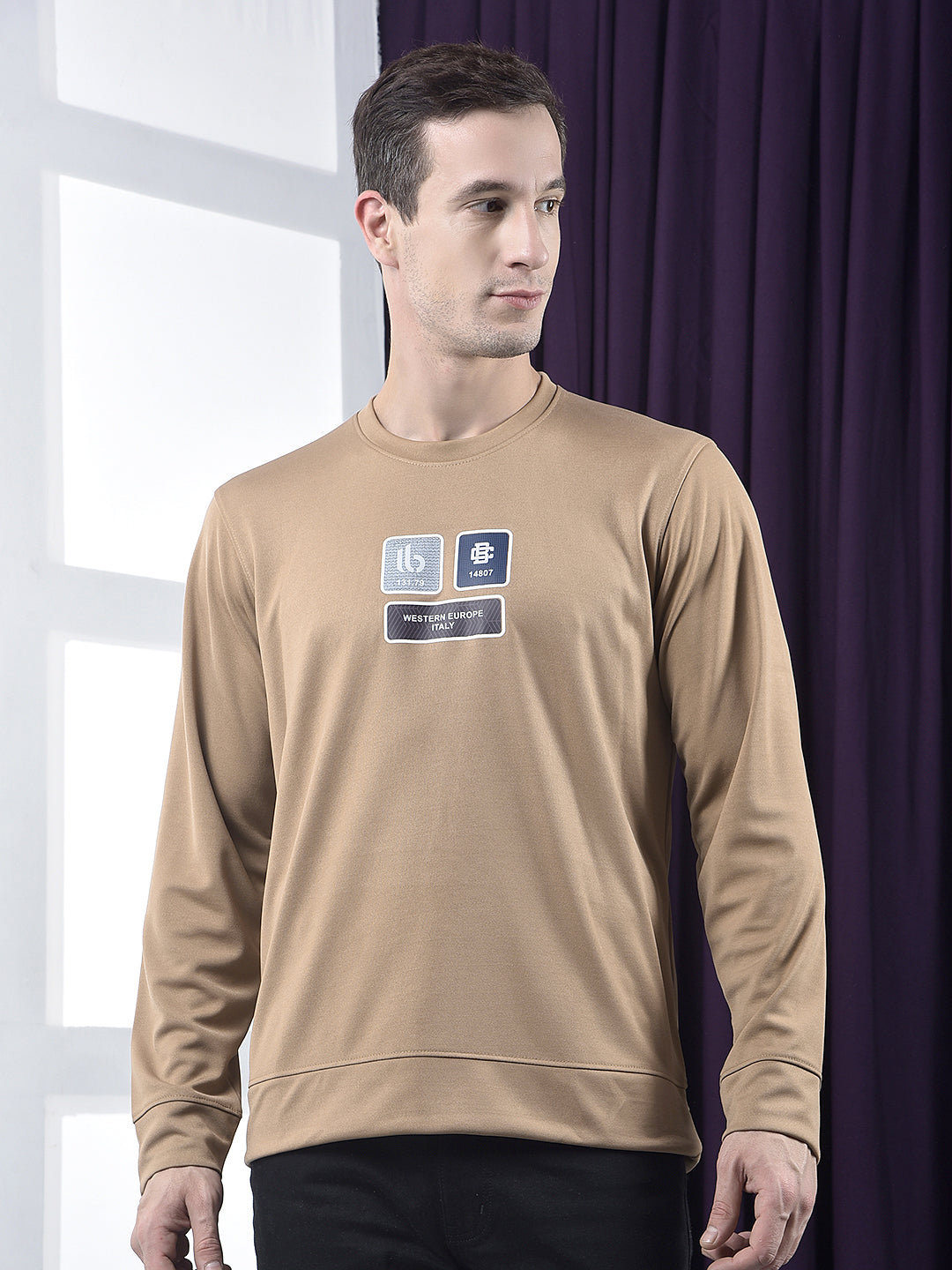 cobb brown printed full-sleeve t-shirt