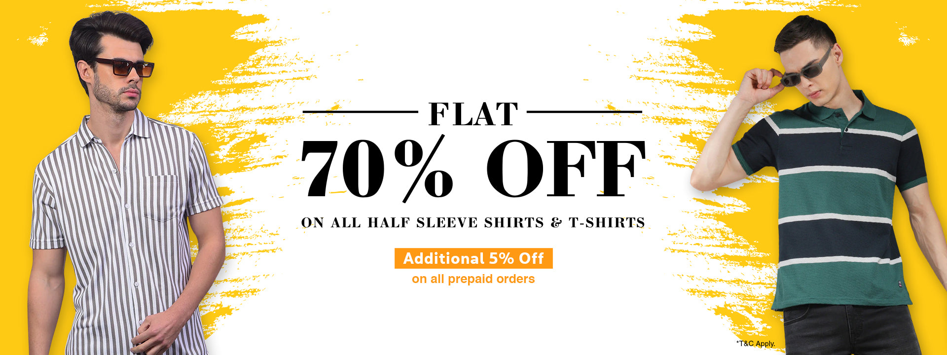 Flat 70% on cobb t-shirts and half sleeve shirts