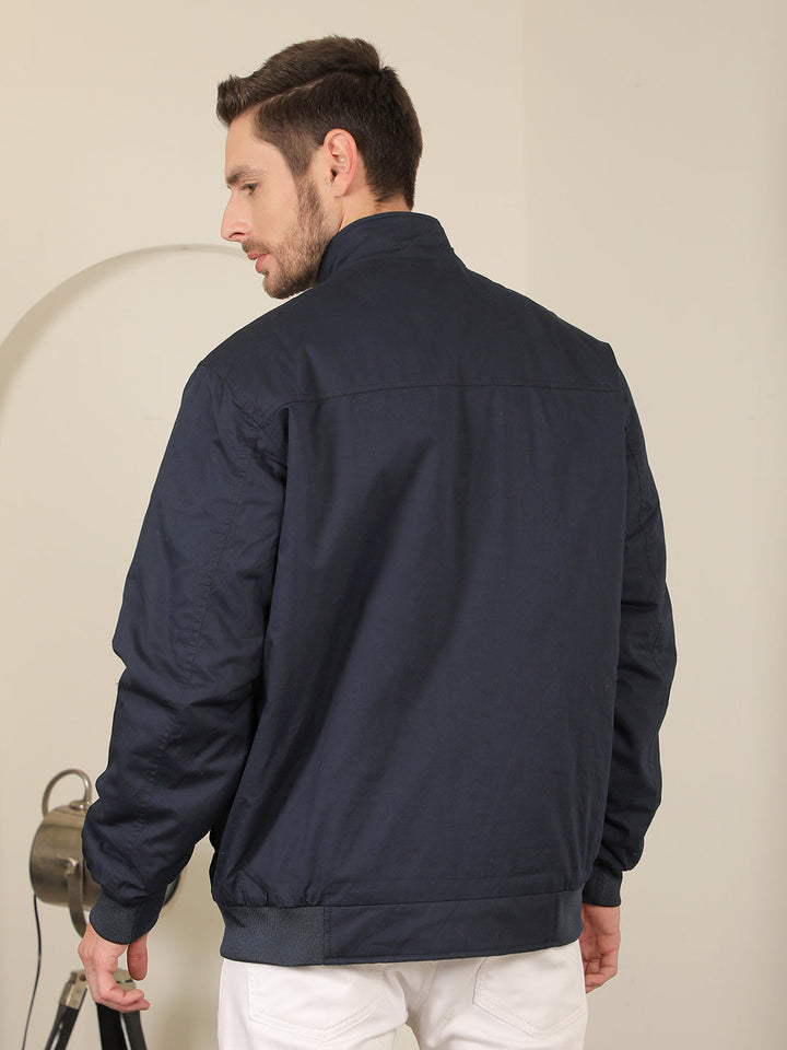 cobb solid navy blue full sleeves jacket