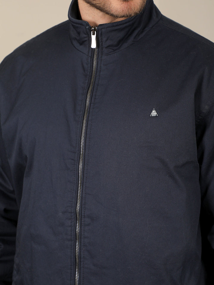 cobb solid navy blue full sleeves jacket