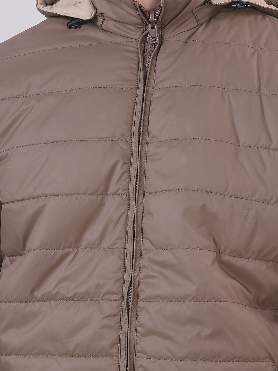 Brown Solid Reversible Hooded Jacket