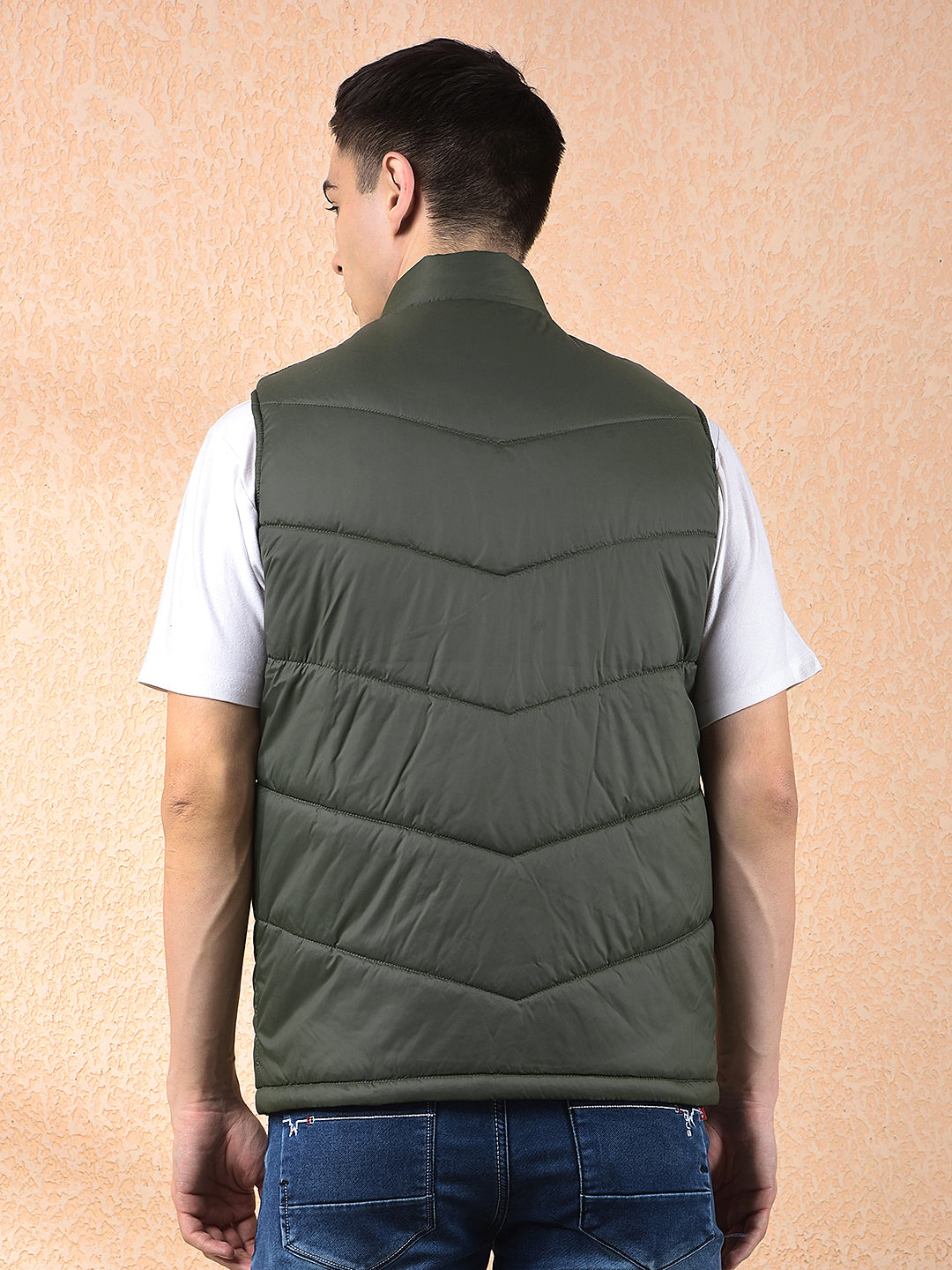 cobb solid olive sleeveless zipper jacket