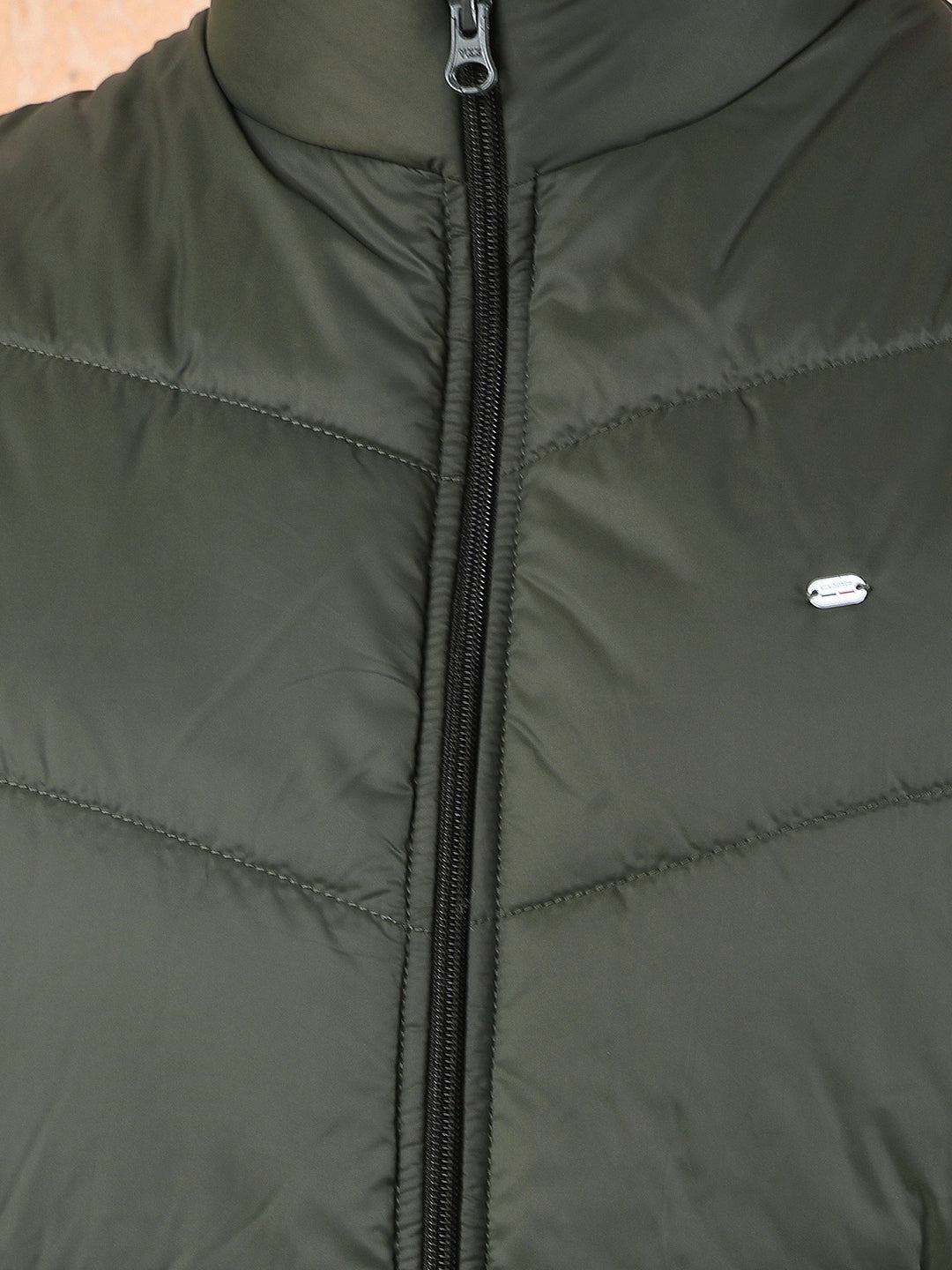 cobb solid olive sleeveless zipper jacket