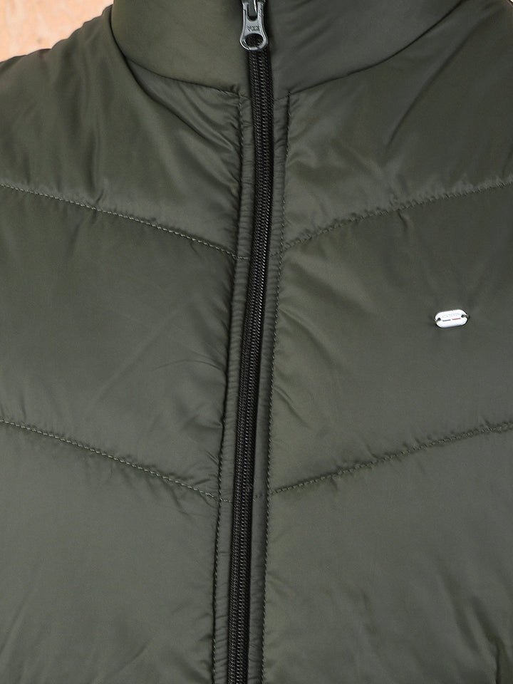 cobb solid olive sleeveless zipper jacket
