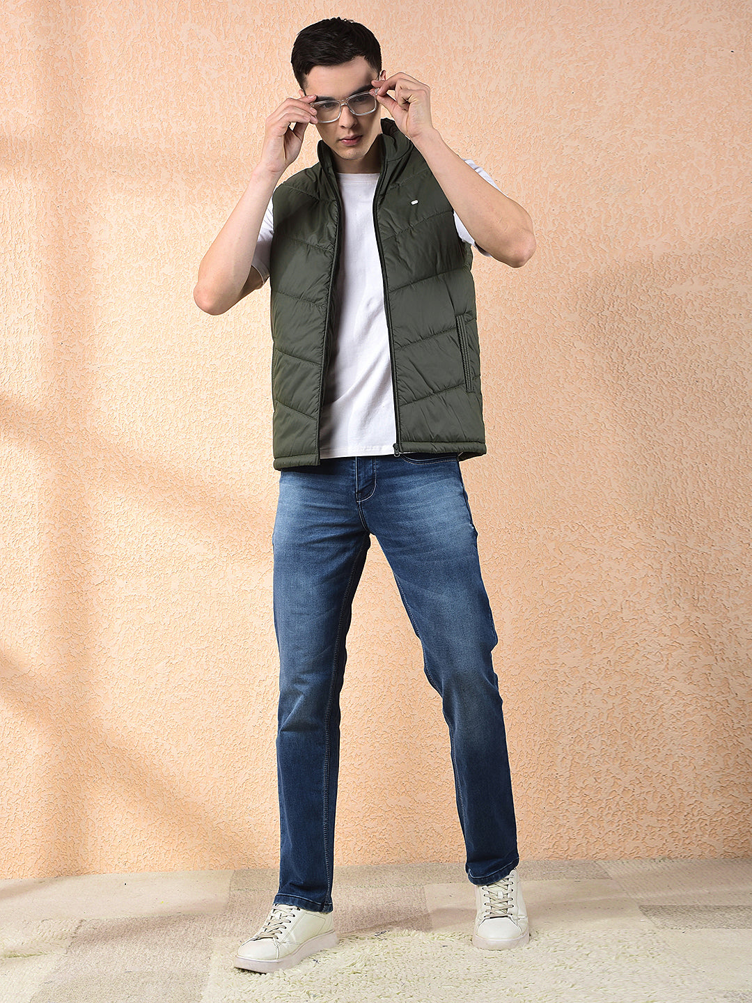 COBB SOLID OLIVE SLEEVELESS ZIPPER JACKET