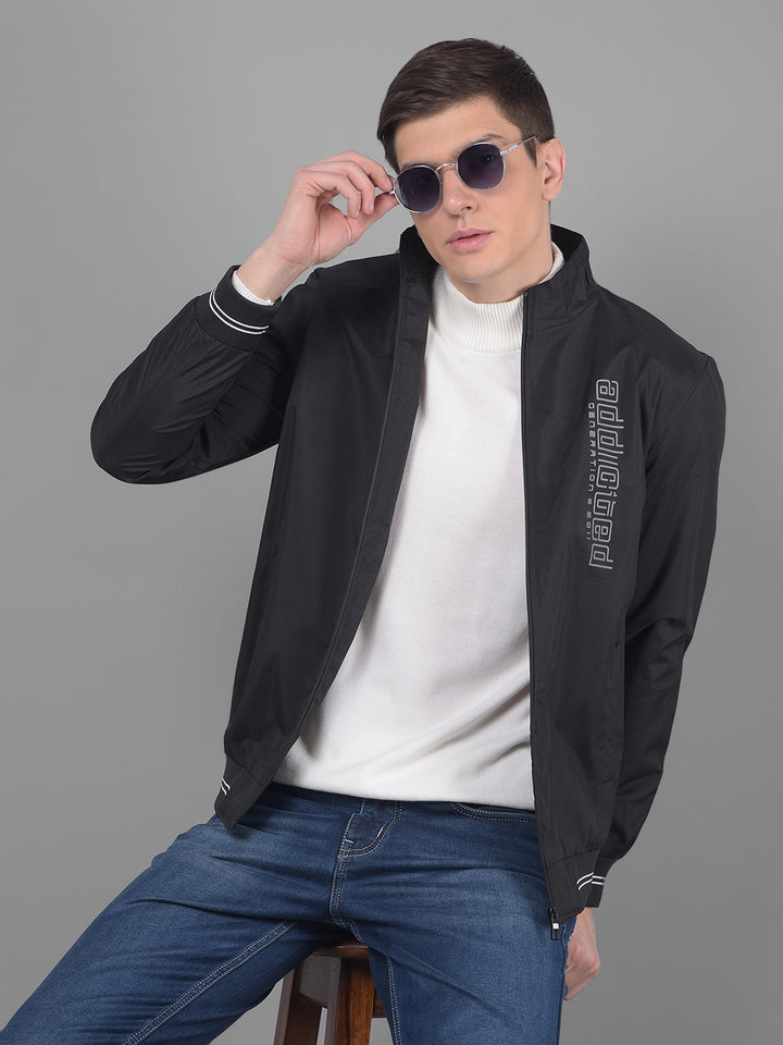 COBB SOLID BLACK ROUND NECK JACKET