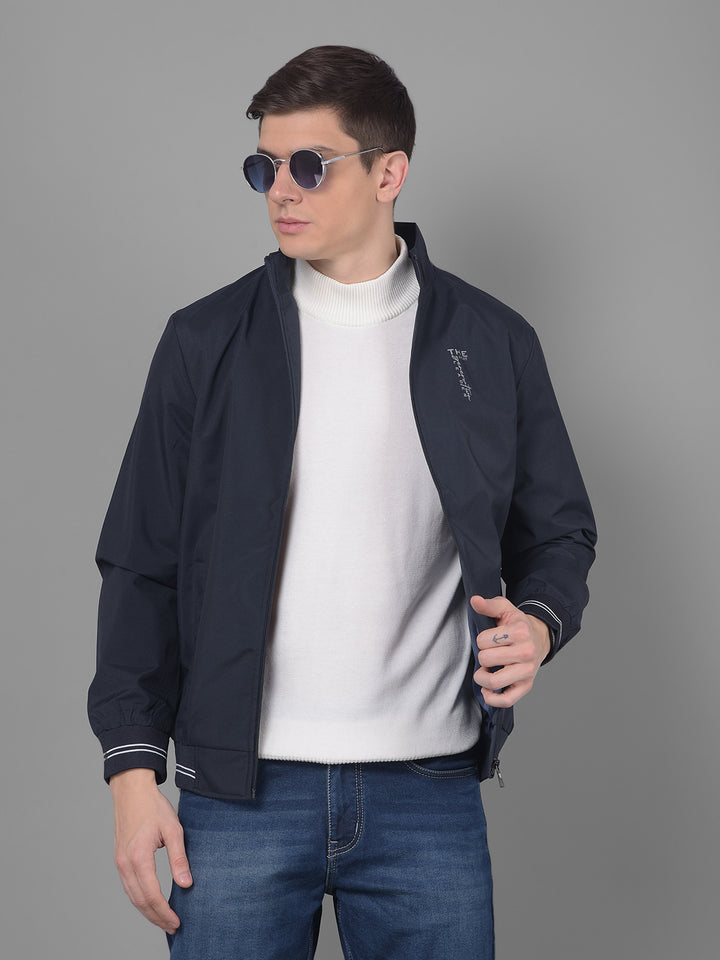 COBB SOLID NAVY BLUE ROUND NECK JACKET