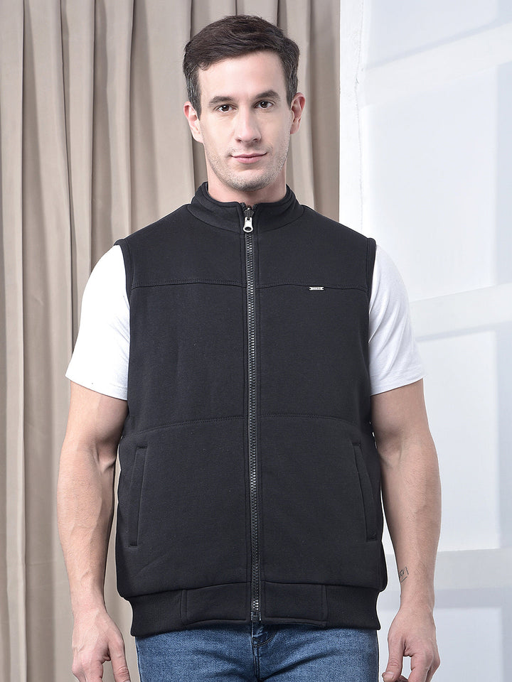cobb solid black sleeveless reversible jacket