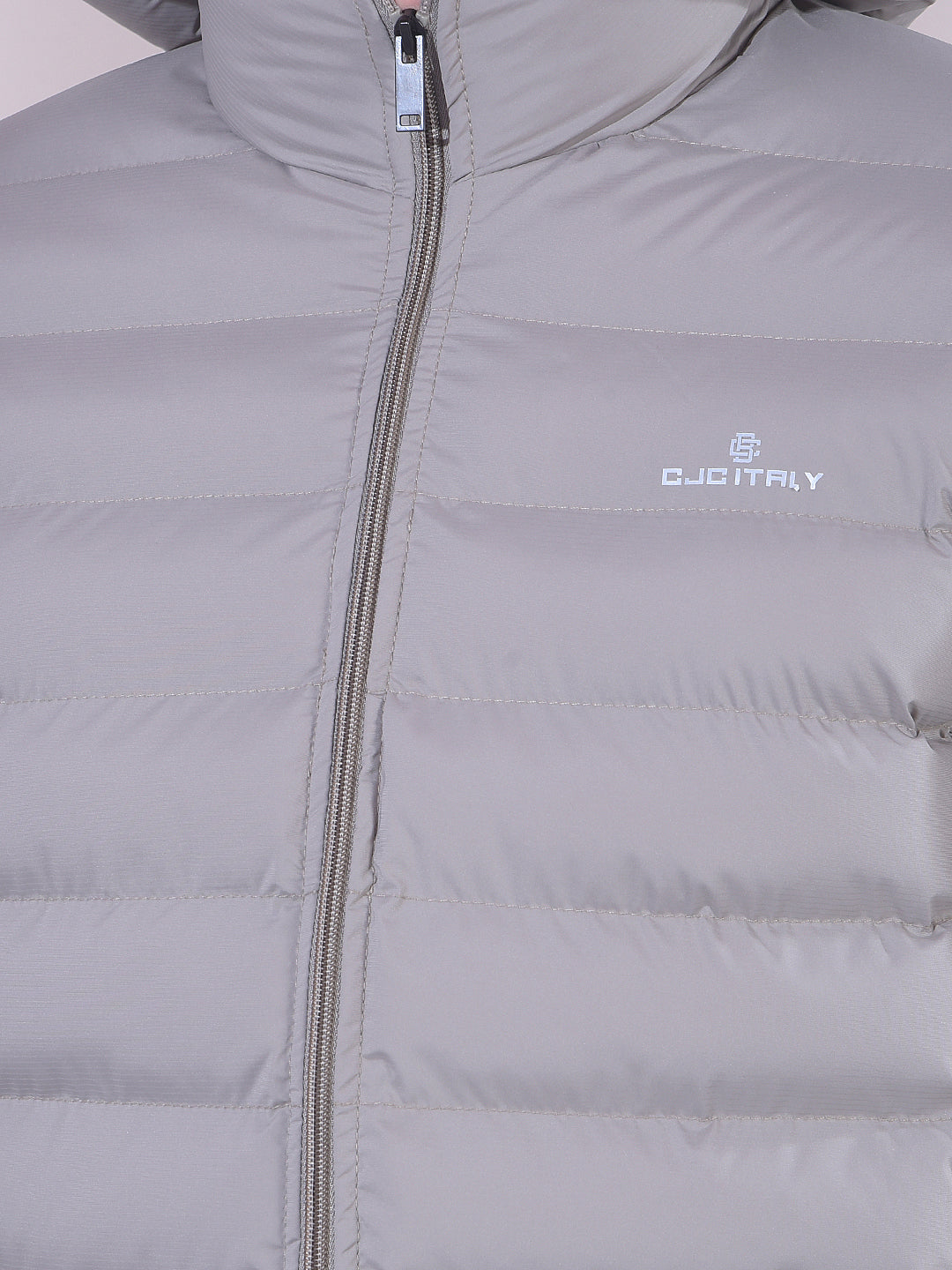 COBB SOLID BEIGE HOODED PUFFER JACKET