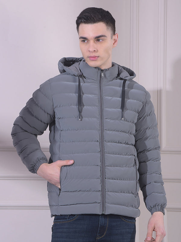 cobb solid grey hooded puffer jacket