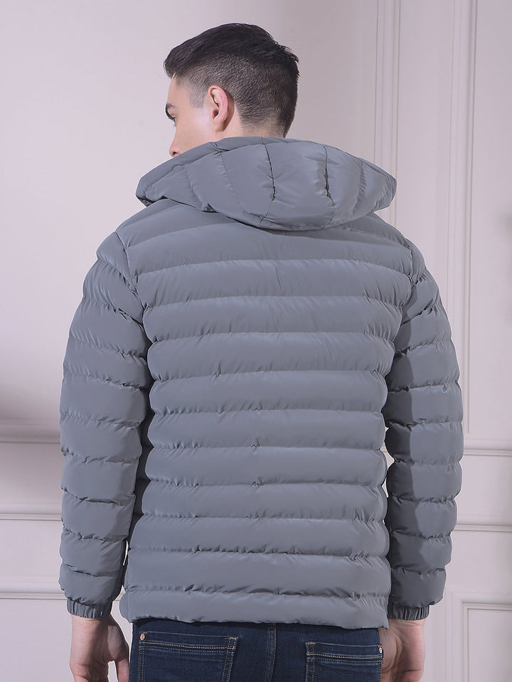 cobb solid grey hooded puffer jacket