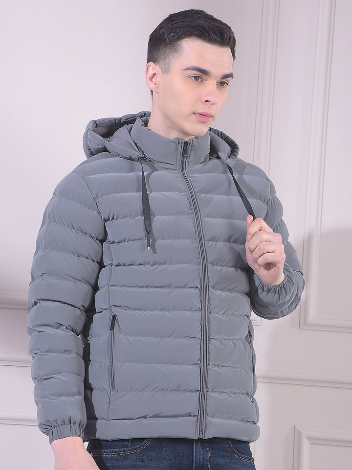 cobb solid grey hooded puffer jacket