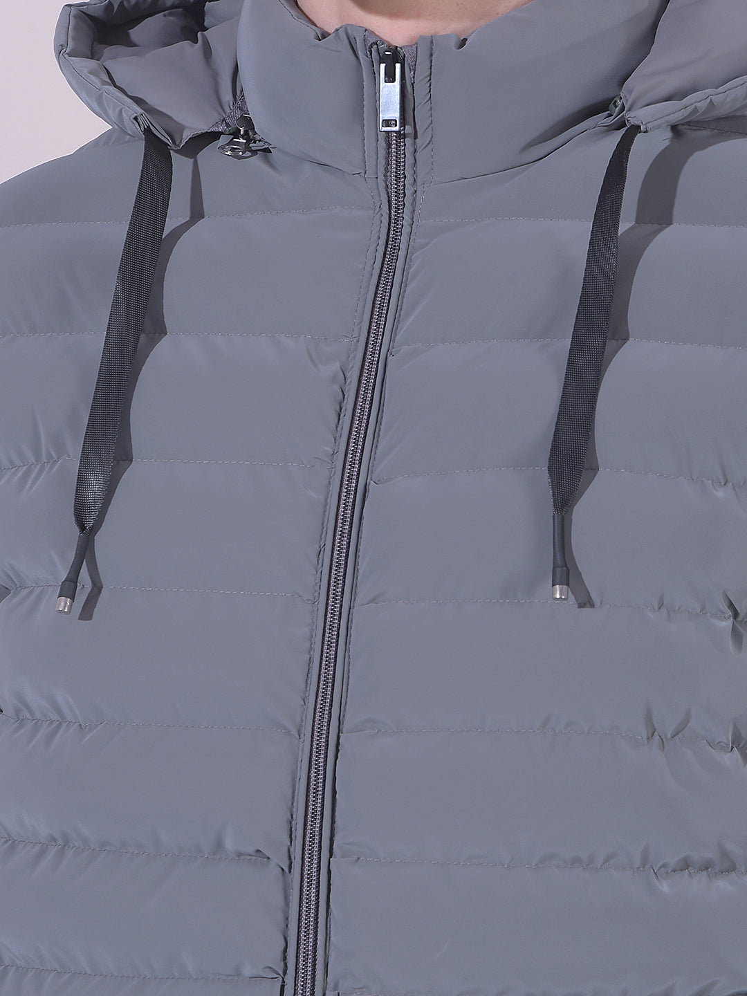 COBB SOLID GREY HOODED PUFFER JACKET