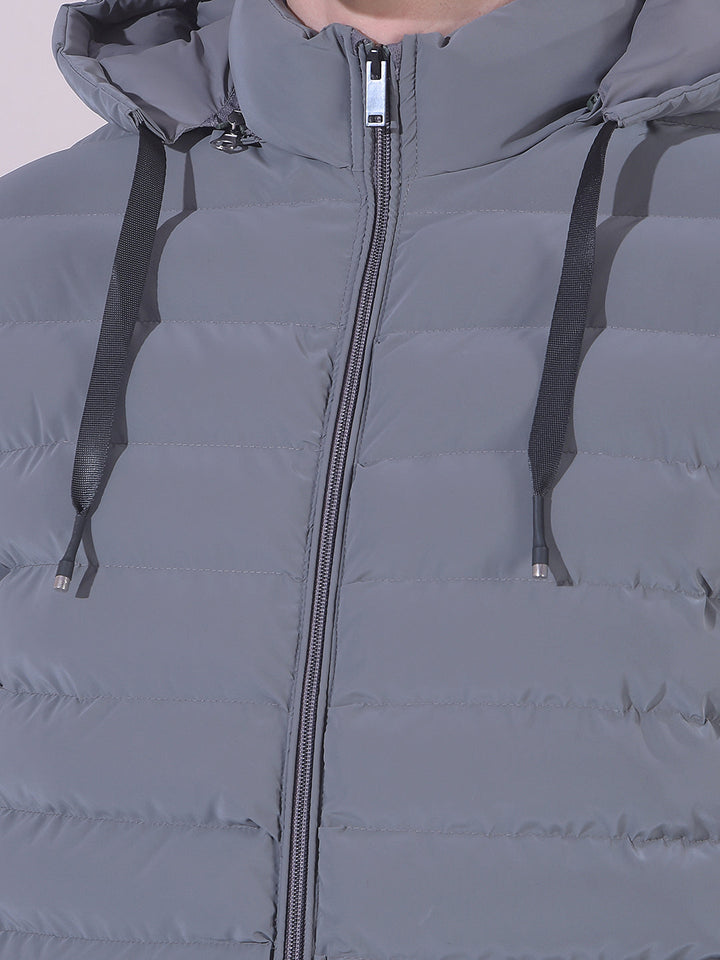 COBB SOLID GREY HOODED PUFFER JACKET