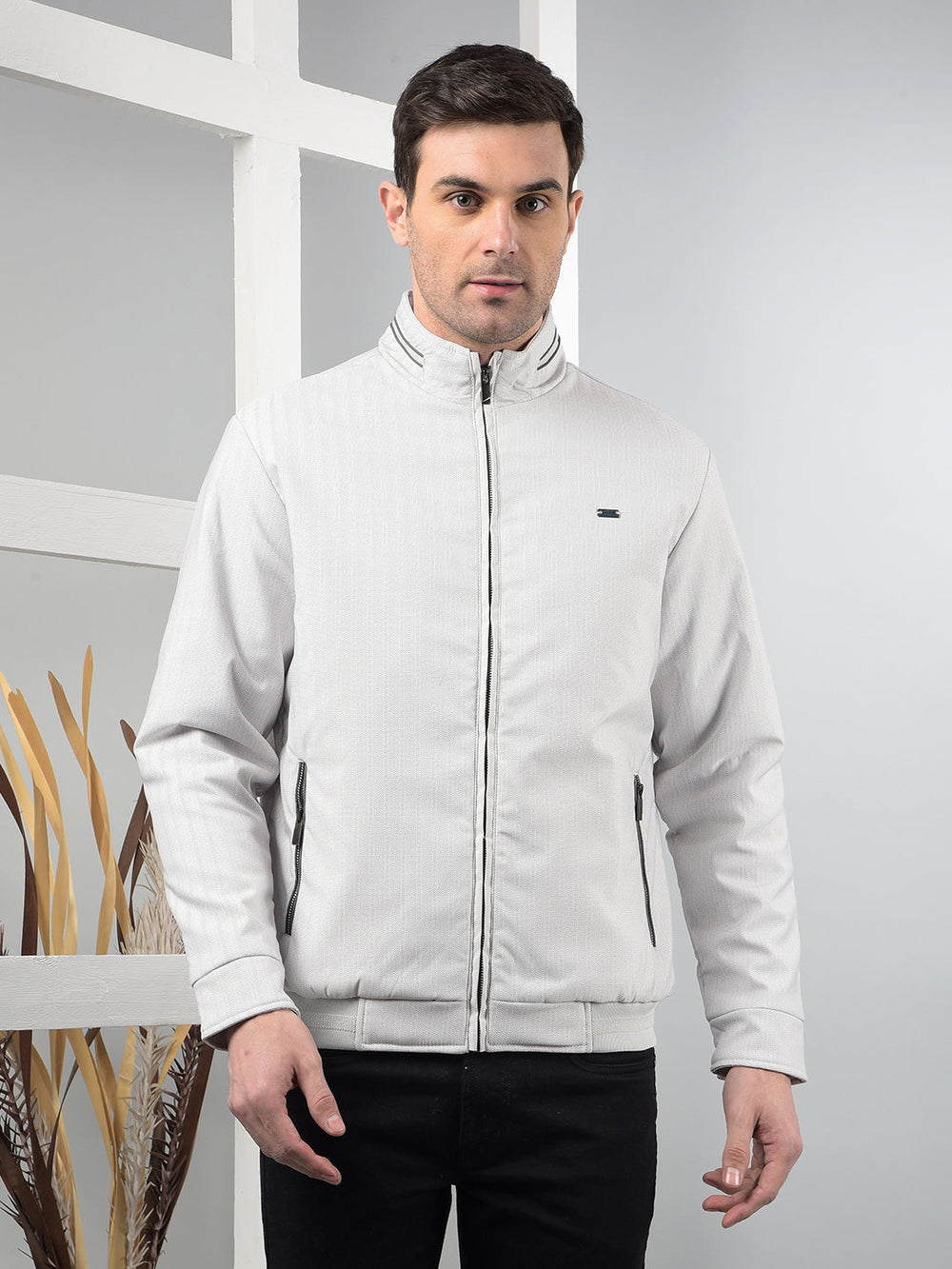 cobb light grey self-design jacket