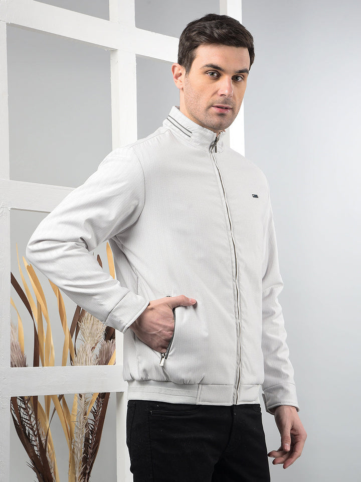 COBB LIGHT GREY SELF-DESIGN JACKET