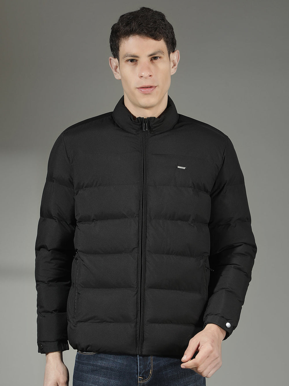 cobb solid black puffer jacket