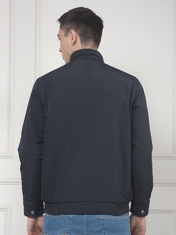 cobb solid navy mock collar jacket