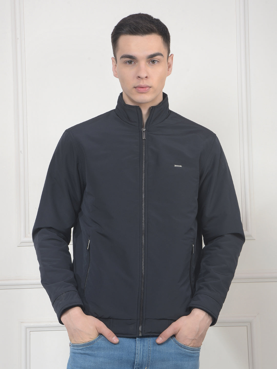 COBB SOLID NAVY MOCK COLLAR JACKET