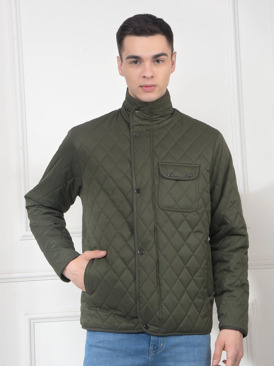 cobb green self-design mock collar jacket