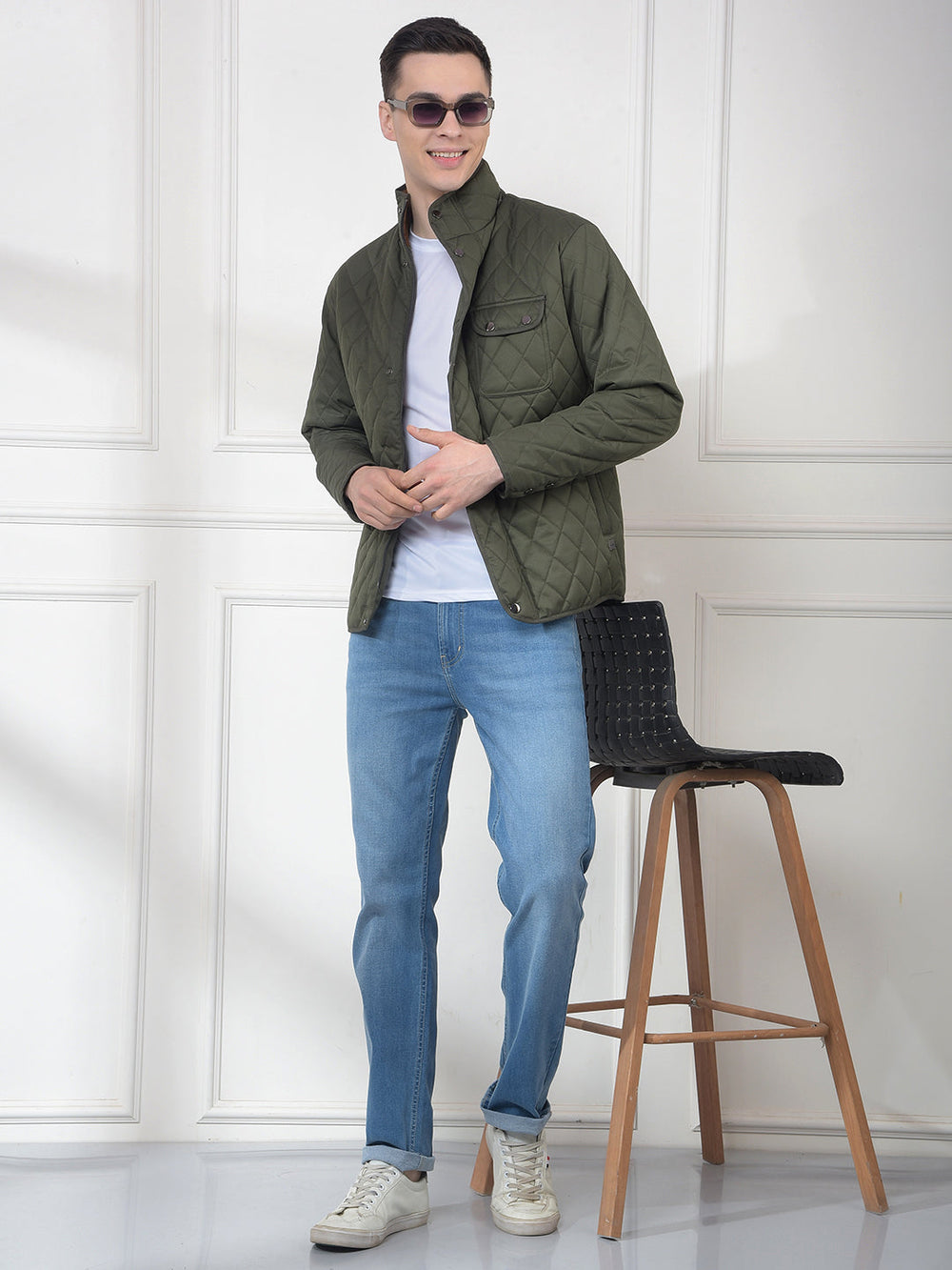 cobb green self-design mock collar jacket