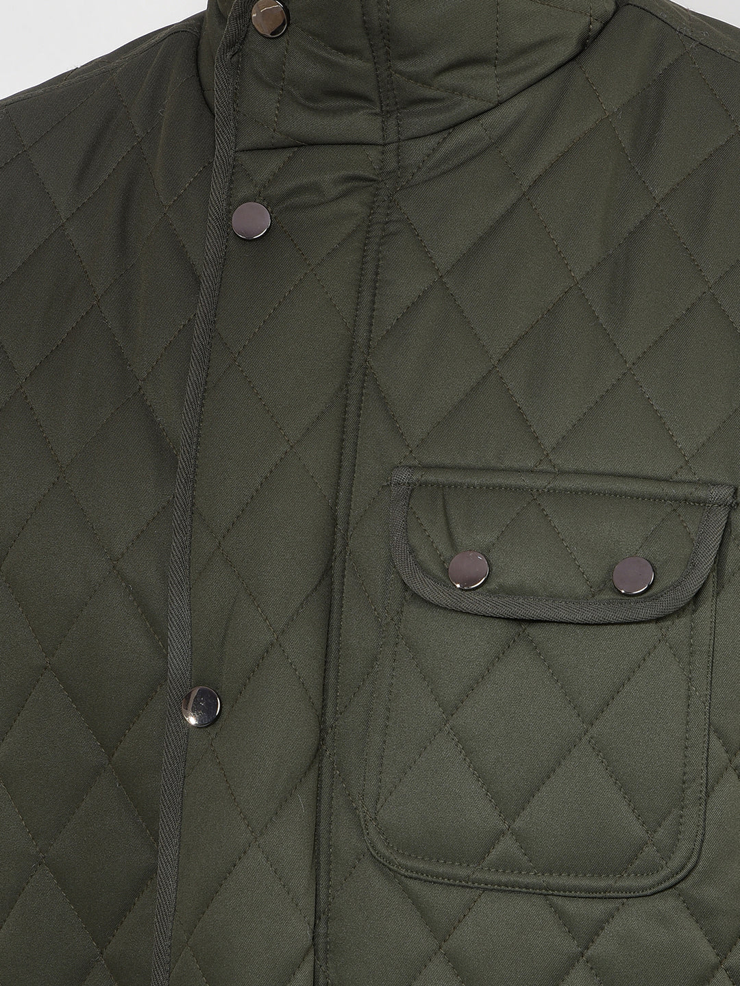 COBB GREEN SELF-DESIGN MOCK COLLAR JACKET