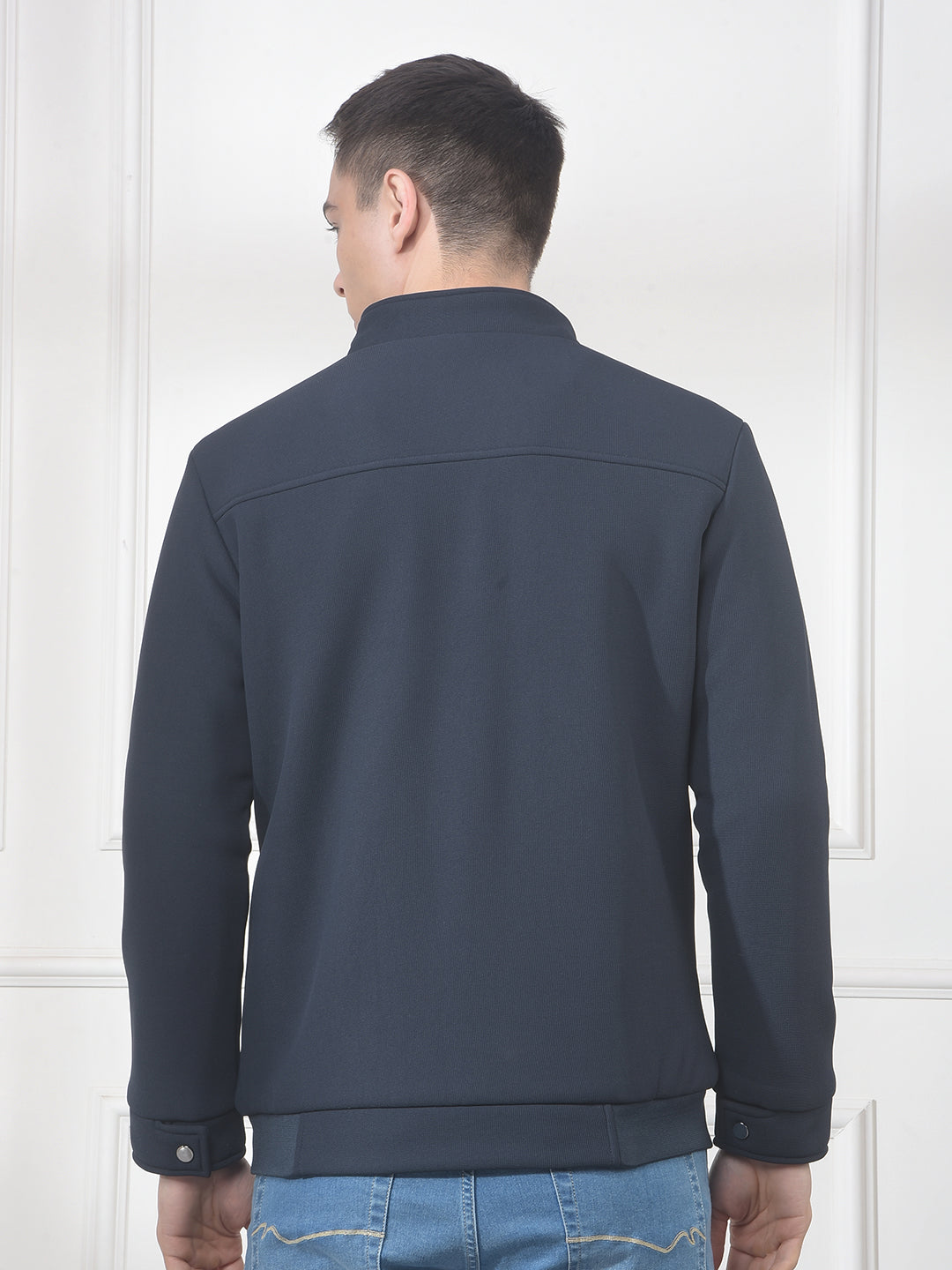 cobb navy self-design mock collar jacket