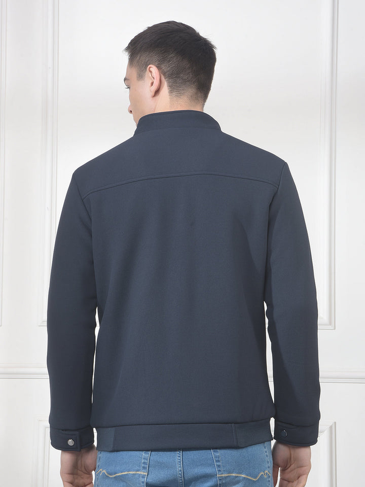 cobb navy self-design mock collar jacket