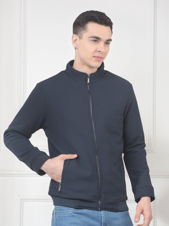 cobb navy self-design mock collar jacket