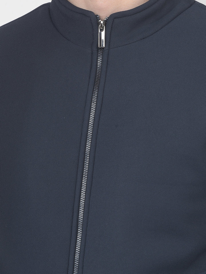 COBB NAVY SELF-DESIGN MOCK COLLAR JACKET