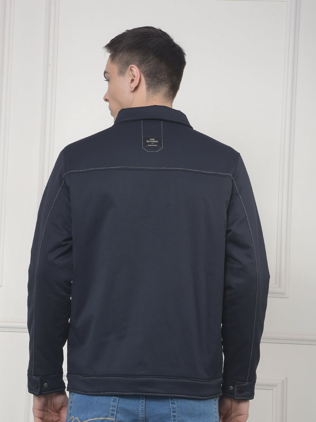 cobb navy self-design collar jacket