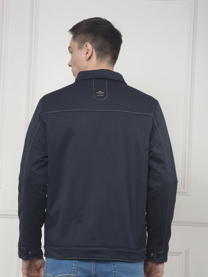 cobb navy self-design collar jacket