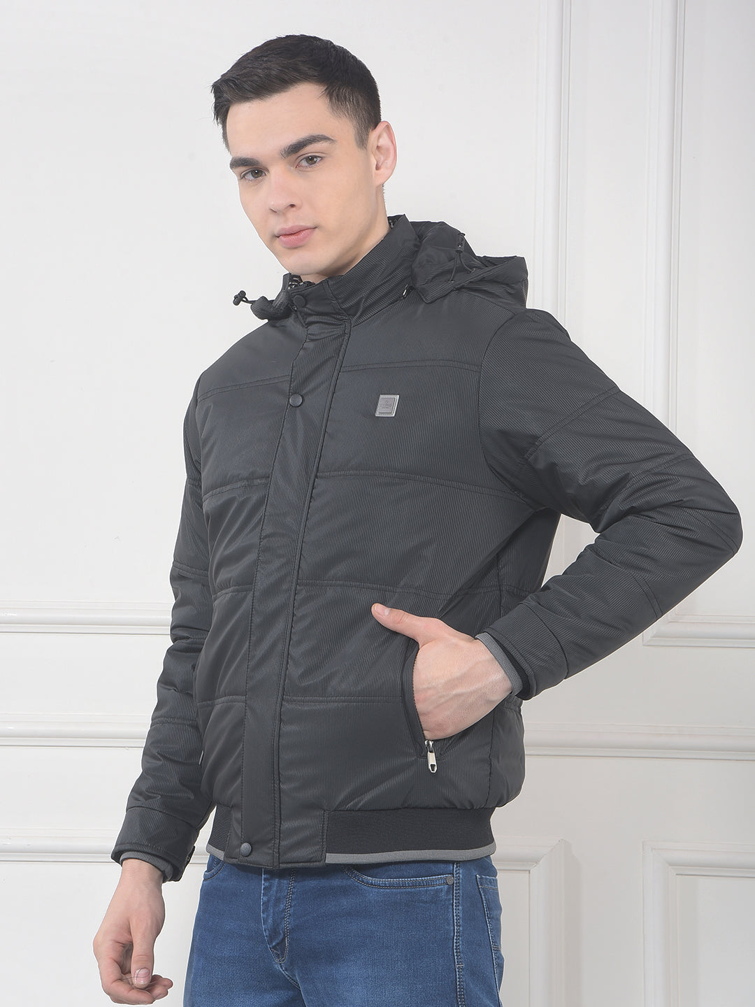 cobb black striped hooded jacket