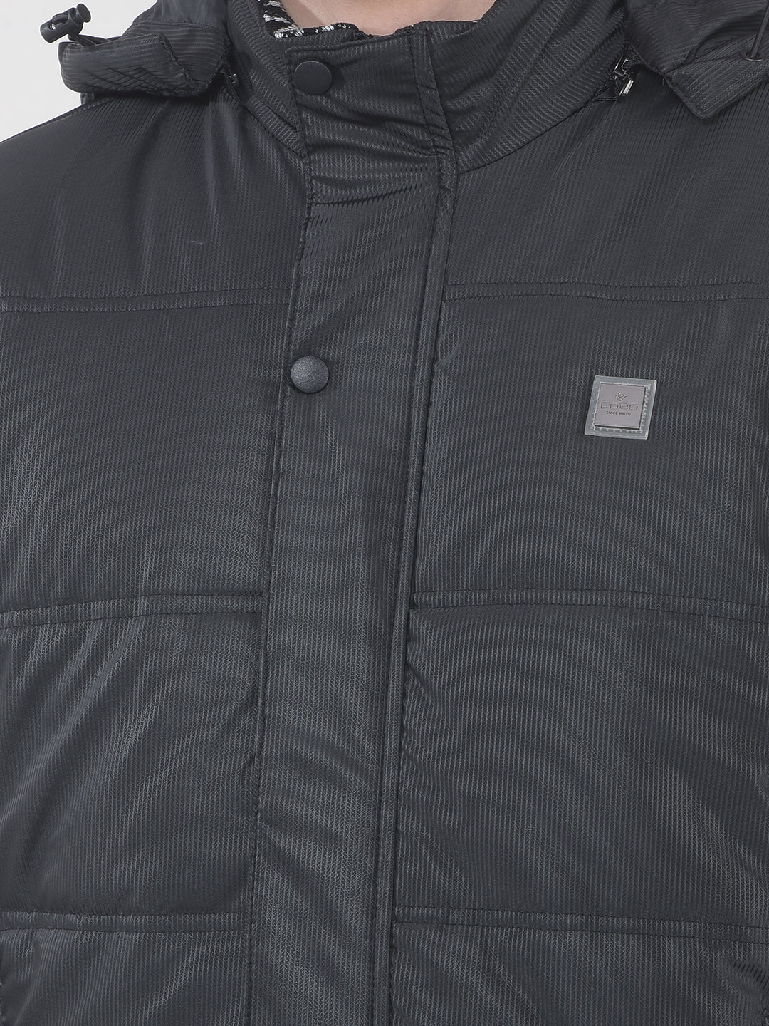 COBB BLACK STRIPED HOODED JACKET