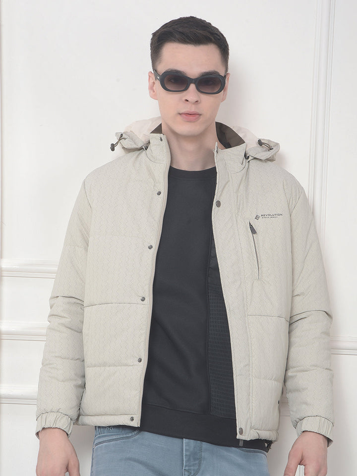 cobb beige printed hooded jacket