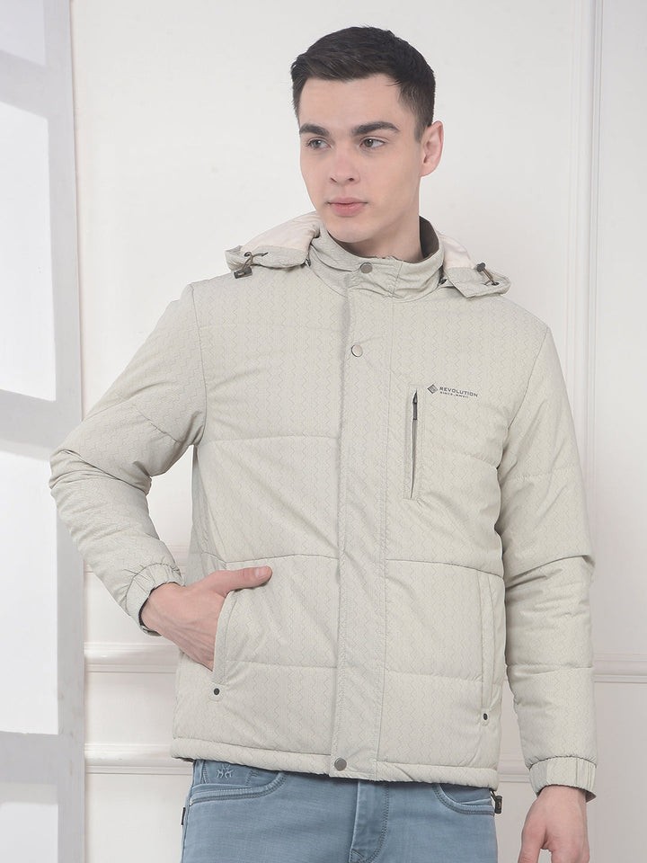 cobb beige printed hooded jacket