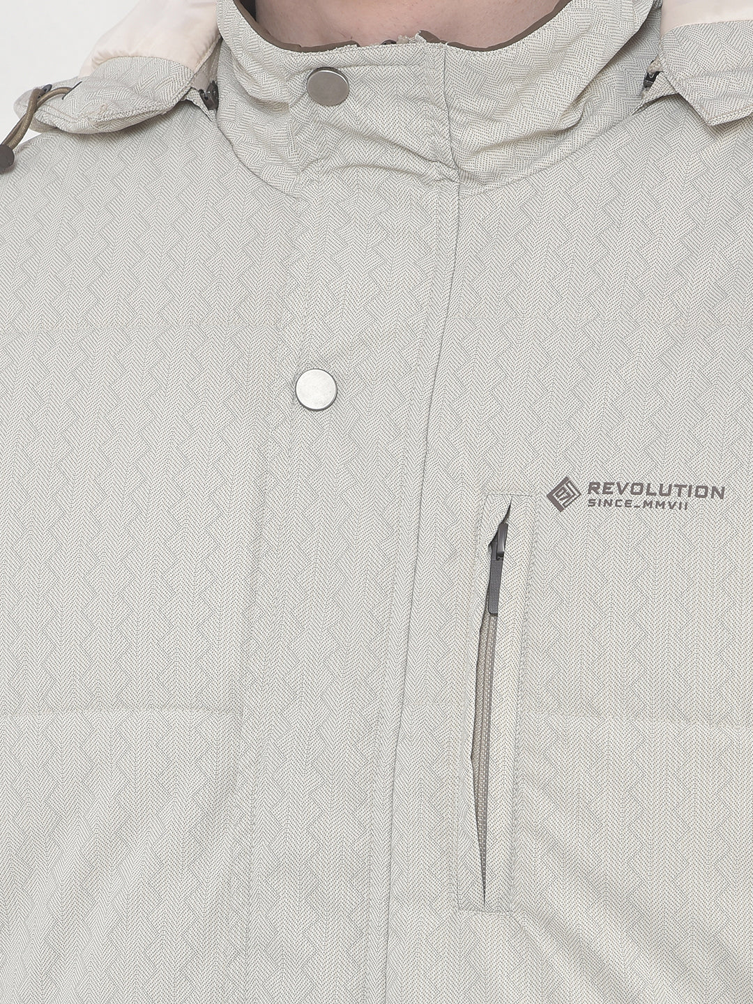 COBB BEIGE PRINTED HOODED JACKET