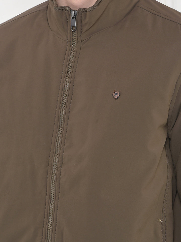 COBB SOLID BROWN MOCK COLLAR JACKET