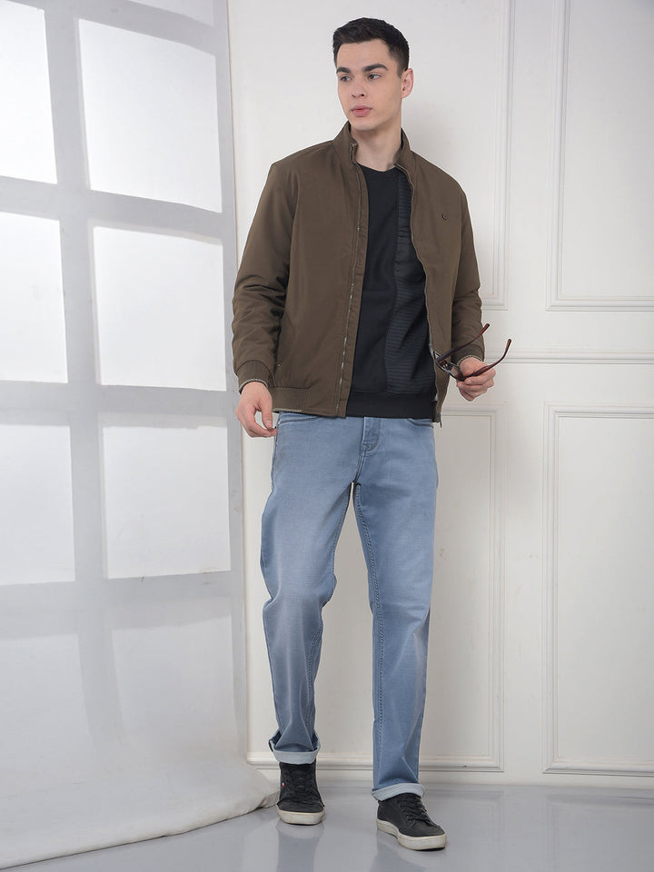 COBB SOLID BROWN MOCK COLLAR JACKET