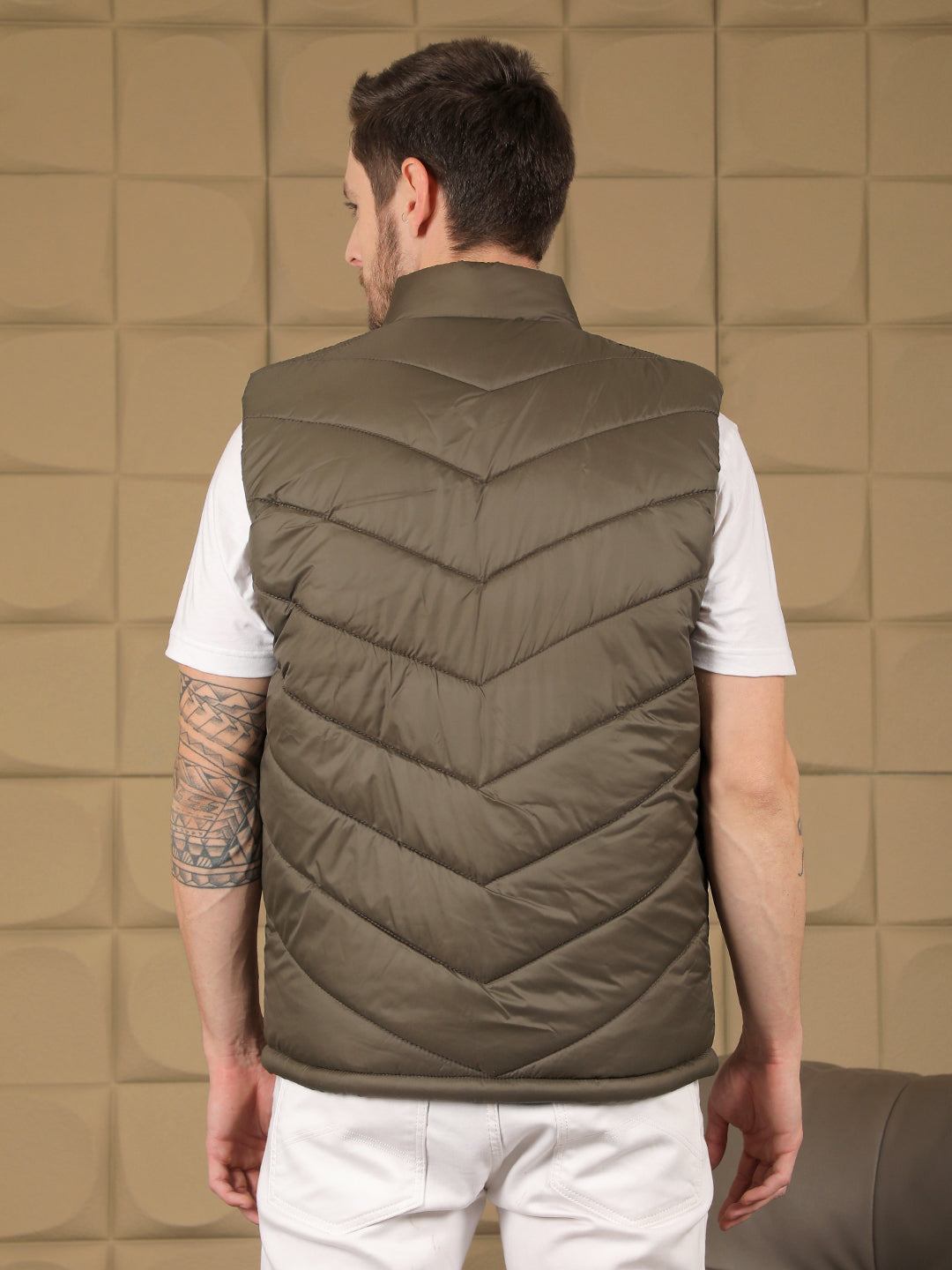 cobb solid dark green sleeveless zipper jacket